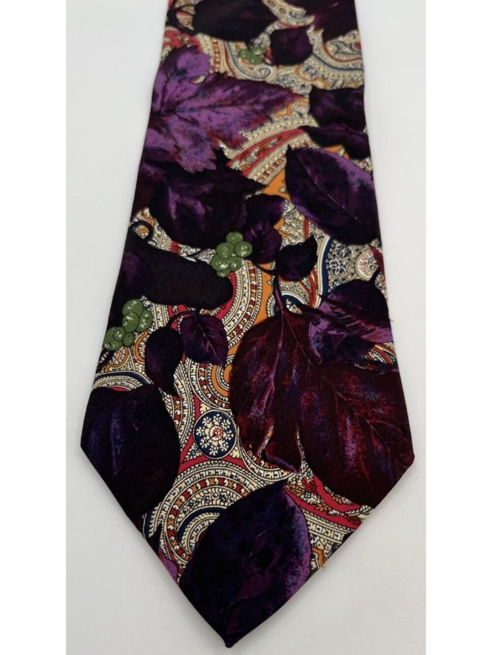 HUGO BOSS Men's Silk Cotton Necktie LUXURY Paisley Purple Floral W:3.6" Italy - Picture 6 of 8